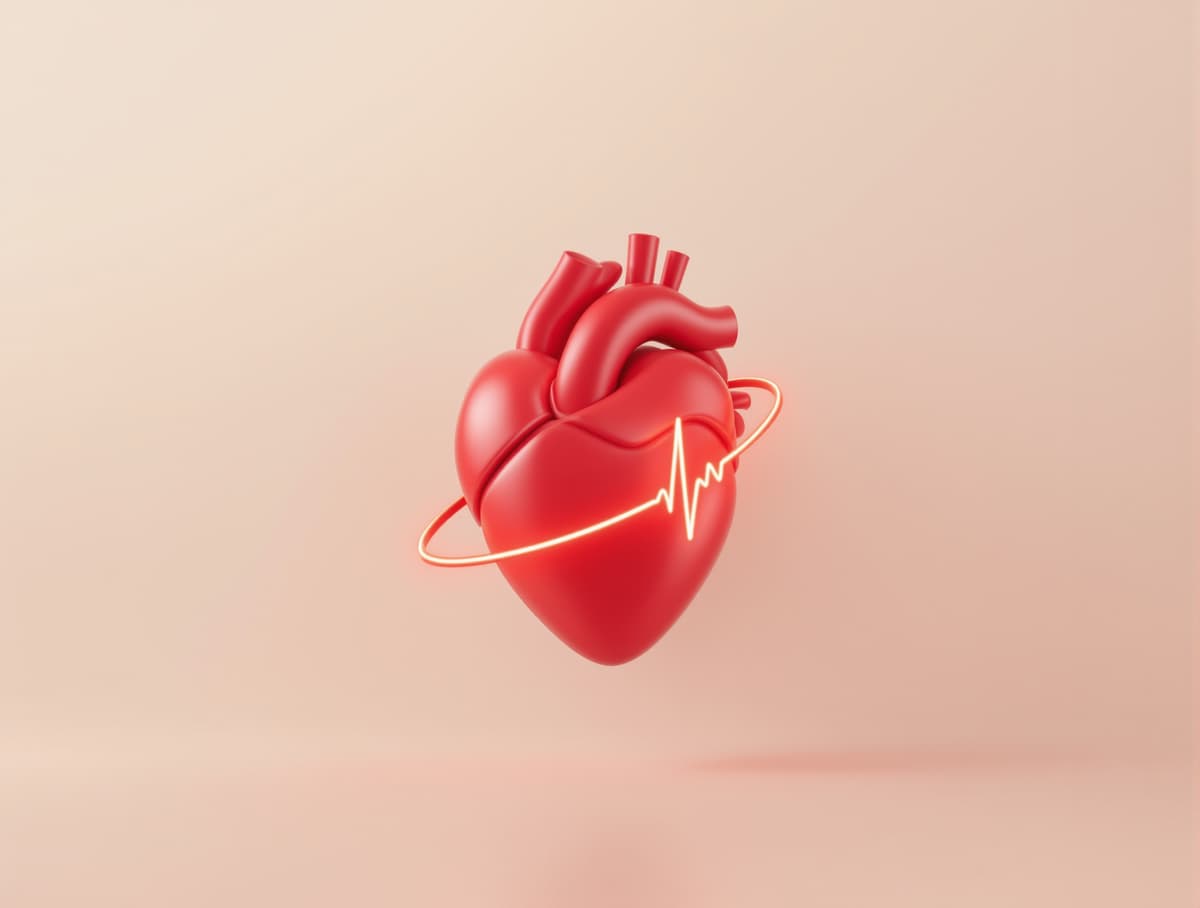 Corazón humano estilizado con onda ECG, símbolo del cuidado cardíaco de Venevital